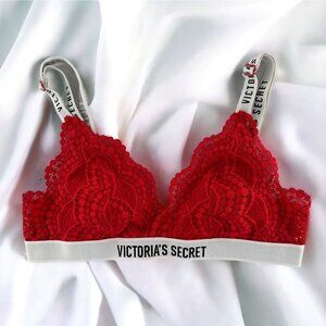 VICTORIA'S SECRET Red Lace Bralette Size Small Bra